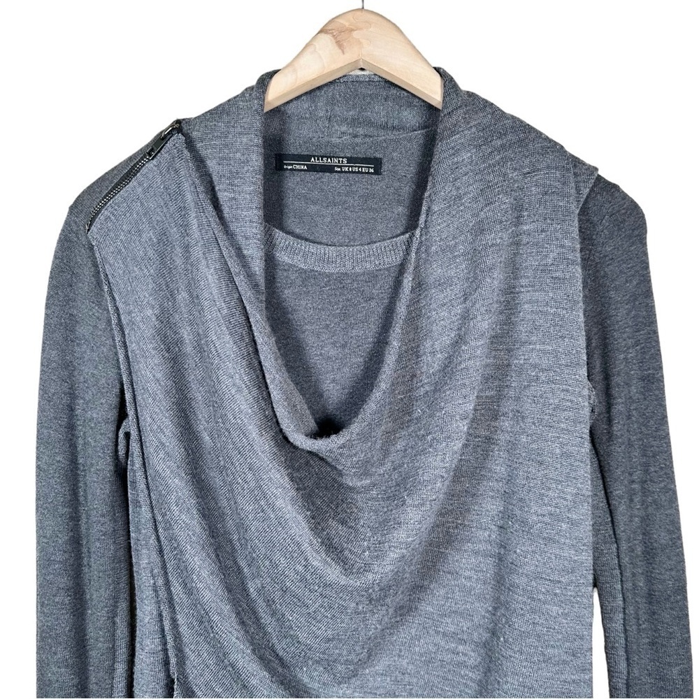 ALL SAINTS Drina Draped Merino Wool Sweater Dress - Picture 12 of 15